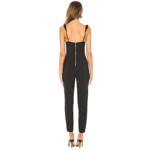 NBD x Naven Serena Ruffled Strap Sleeveless Jumpsuit in Black size Large - Picture 9 of 9